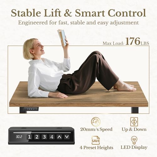 ErGear 48 X 24 Inch Height Adjustable Electric Standing Desk, Natural Oak