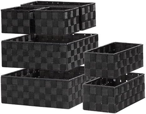 Posprica Small Baskets for Organizing(7 Set) Woven Storage for Shelves, Bathroom, Decorative Closet Organizer, Dresser Bins, Shelf