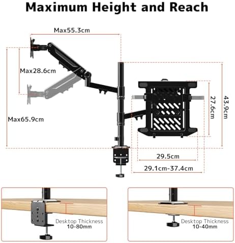 PUTORSEN Laptop Arm Mount for 17-35'' Monitors & 12-18'' Notebook