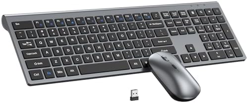 Wireless Keyboard and Mouse Combo, Ultra Slim Full Size Silent Keyboard