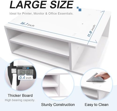 SONGWAY Printer Stand with Storage for Desk - Desktop Printer Shelf, Monitor Stand Riser, Desk Paper Storage Organizer for Home Office