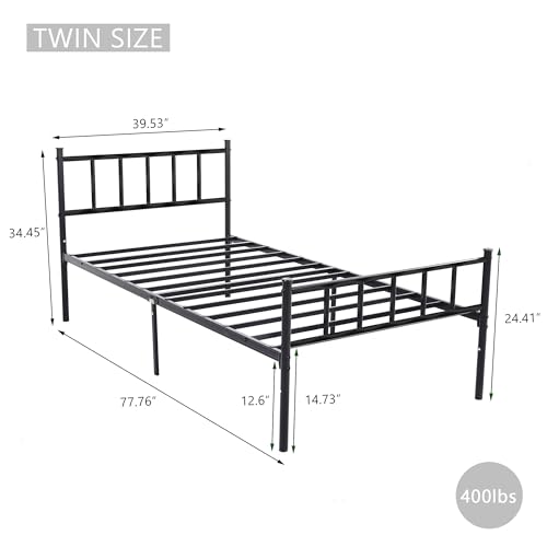 Metal Platform Twin Size Bed Frame, Black