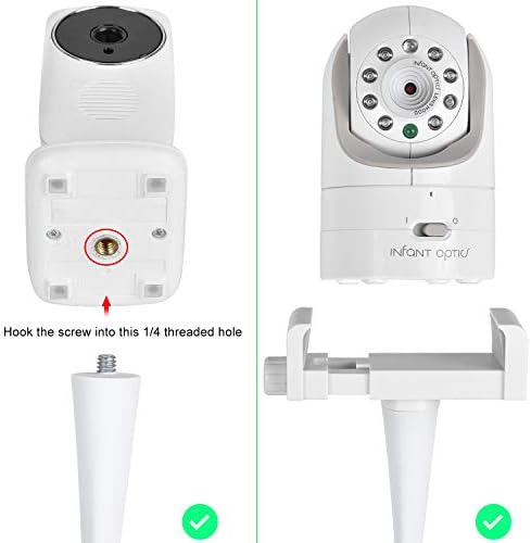 Baby Monitor Mount Camera Shelf Compatible with Infant Optics DXR 8 & DXR-8 Pro and Most Other Baby Monitors,Universal Baby Camera Holder,Attaches to Crib Cot Shelves or Furniture (White)