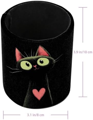 Leather Pen Holder for Desk, Cat Heart Pencil Cup Pen Organizer Makeup Brush Holder for Office Home Kids Countertop Desk Accessory Storage