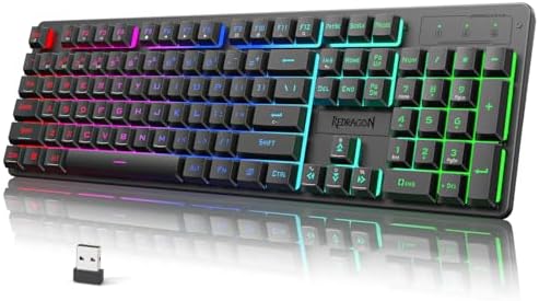 Redragon K521KS Wireless Gaming Keyboard, Tri-Mode BT/2.4G/USB-C RGB Mechanical Feeling Keyboard with Multimedia Keys, 4000mAh Battery, Anti-Ghosting, Compatible with PC - Upgrade