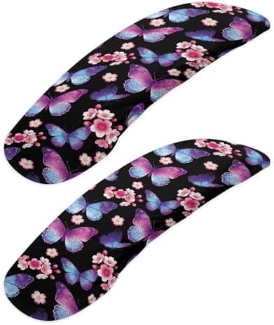 Office Chair Armrest Slipcovers Covers 2Pcs/Set Butterfly Cherry Blossom Print Soft Stretchy Computer Chair Arm Rest Cover Universal Fits Rotating Desk Gaming Chairs, Home Decor