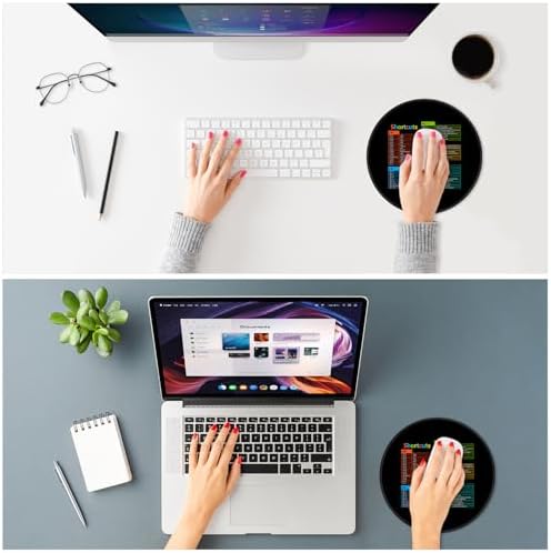 ITNRSIIET Mouse Pad Non-Slip Rubber Base Smooth Surface Stitched Edges Waterproof Durable Compatible with All Mice for Office & Gaming, Desk Accessory, Diameter 8.7 inch, WinShortcuts