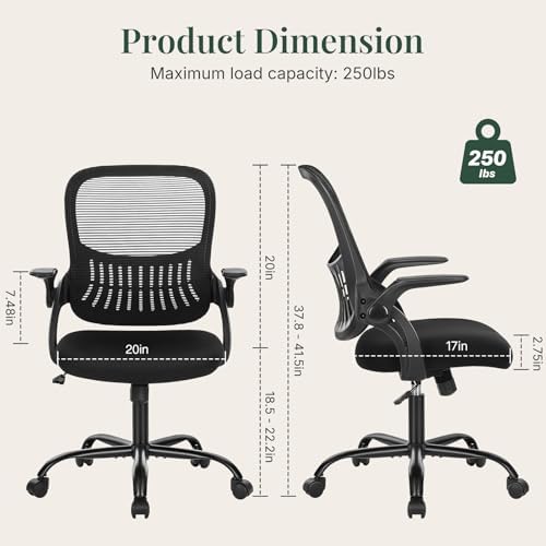 Home Office Desk Chair with Flip-up Armrest, Computer Chair