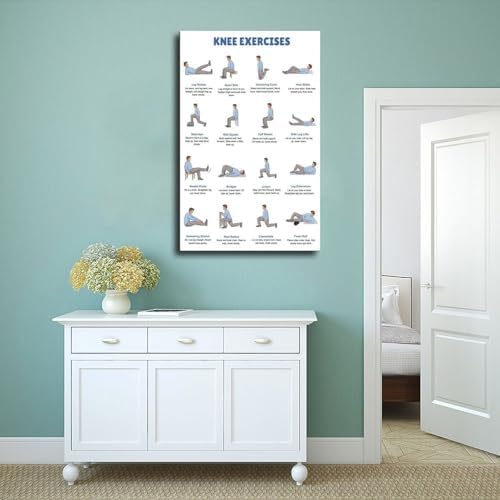 Knee Exercises Chart Exercise Charts Senior Workout Routines Home Workout Plan Knee Friendly Exercises Canvas Poster Wall Art for Living Room Bedroom Decor Frame 16x24inch