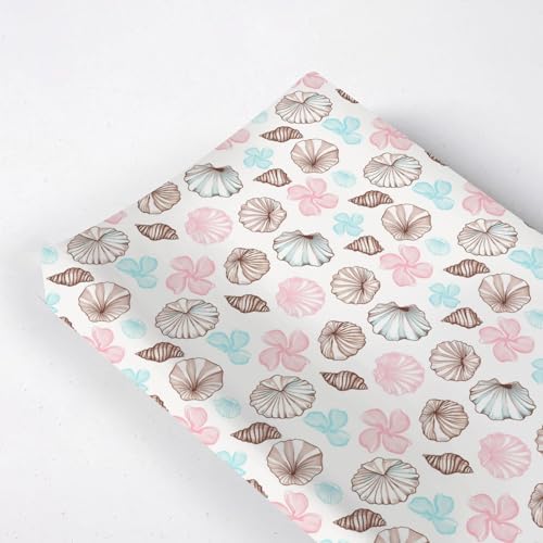Colorful Seashells Flowers Floral Baby Changing Pad Cover, Unisex Ocean Beach Animals Theme Nursery Diaper Changing Table Pad Mat Sheet for Boys Girls-16x32