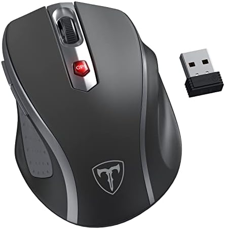 HOTWEEMS Ergonomic Wireless Mouse for Laptop, 2.4G USB Cordless Mice- Grey