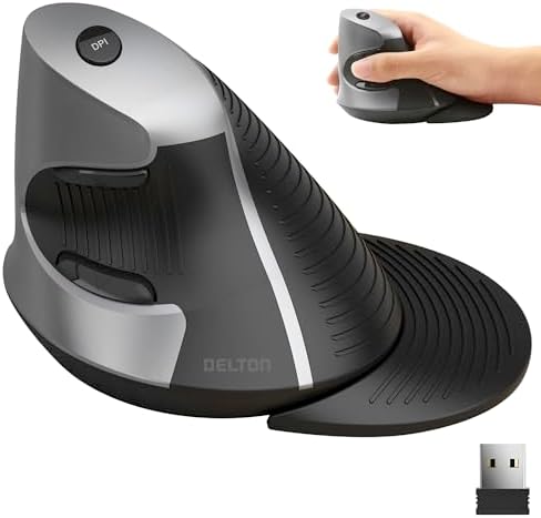 Delton S22 Vertical Wireless Mouse, Ergonomic Design, 2.4G USB Dongle