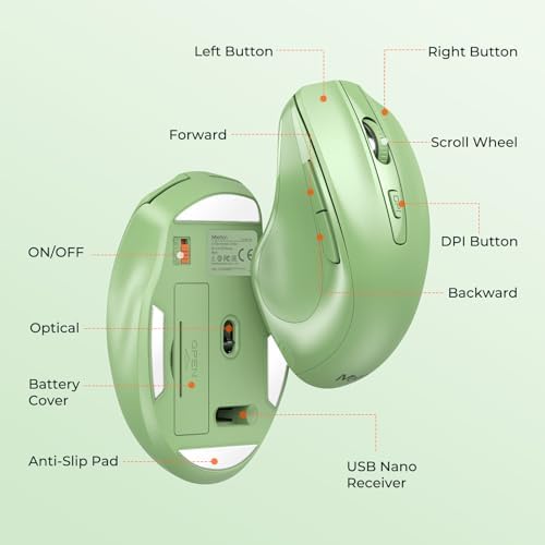MEETION Wireless Keyboard and Mouse Combo, Full-Size with Wrist Rest, Green