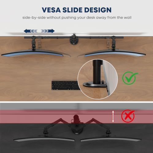 Dual Ultrawide Monitor Mount for 17-40'', up to 19.8lbs/arm