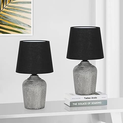 11.8’’ Small Table Lamps Set of 2 for Bedroom Kid’s Room Home Office, Black