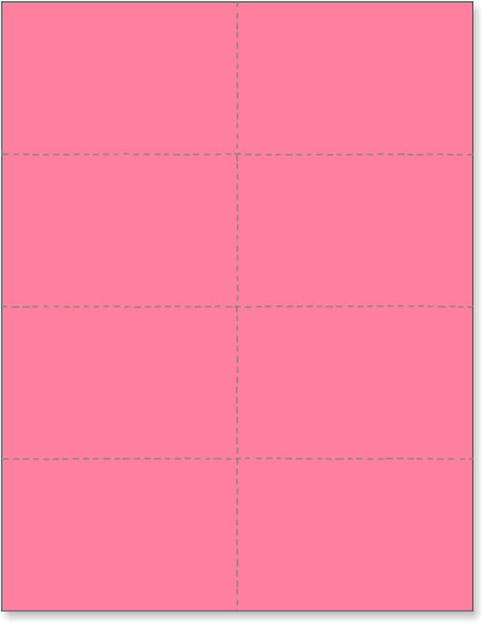 Limited Papers (TM) 8.5x11 Perforated Paper, 20/50 Pound, 75 GSM, Variety of Perforation Sizes and Colors, for Forms, Tickets, Postcards, Business Cards. (Cherry, 8 up)
