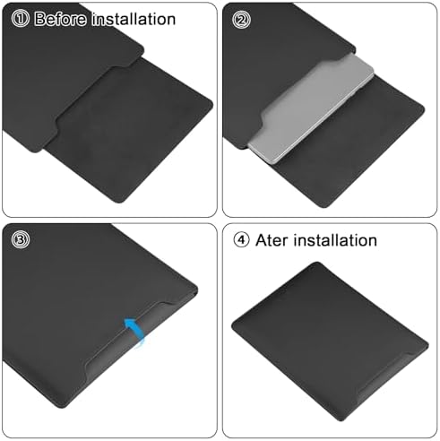 HoYiXi 13.3'' /13.6'' Laptop Sleeve Case PU Leather with Stand Compatible with MacBook Pro 14/MacBook Air 13(M1 M2)/ASUS Vivobook 14/Dell XPS 13/ASUS Matebook,13-14'' Laptop Bag,Black