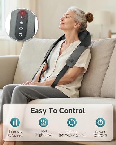 Snailax Cordless Neck Massager with Heat, 4D Shiatsu Shoulder Massager