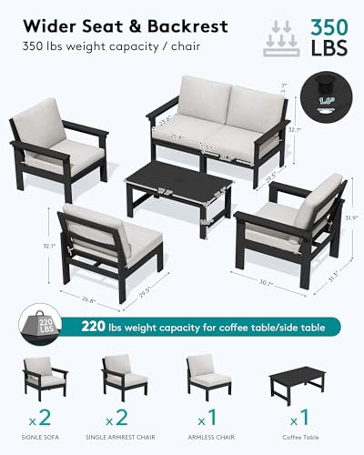 HDPE Outdoor Patio Furniture Set with Coffee Table - Modern