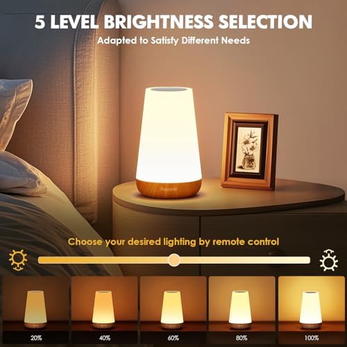 Auxmir Rechargeable Night Light, Remote Control Lamp, Light Brown-2 Pack