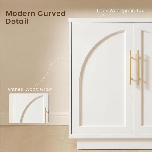 59" Sideboard Cabinet with Arched Doors,Cream Grey(Not White)