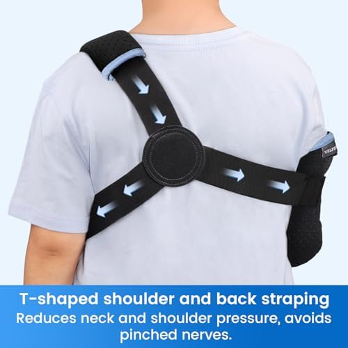 Velpeau Pediatric Arm Sling Shoulder Immobilizer for Kids, Black Left XS