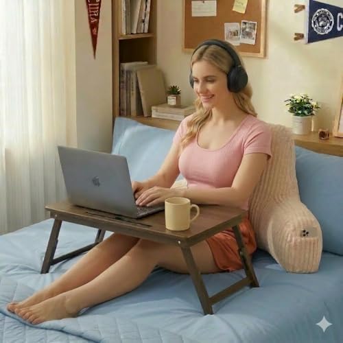 Reading Pillow for Sitting in Bed with Arm,White Corduroy, M