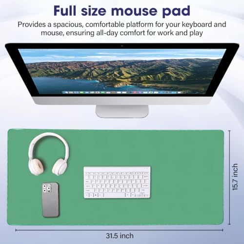 31.5" x 15.7" Waterproof Fabric XXL Mouse Pad, Rubber Anti-Slip Base, Green