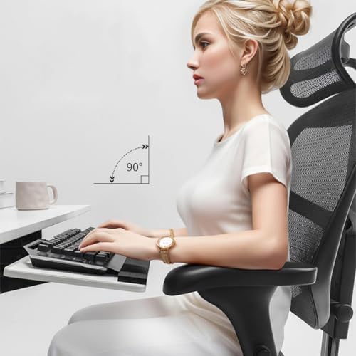 Under Desk Adjustable Keyboard Tray, Slide-Out Keyboard Platform, 360° Swivel, Pull Out and Tilt Computer Keyboard and Mouse Holder, Office Ergonomic Keyboard Drawer(White,24x64cm/9.4x25.2in)