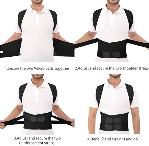 Posture Corrector Back Brace for Women and Men Lightweight Adjustable Comfortable Back Straightener Support Helps Reduce (Black, X-Large)