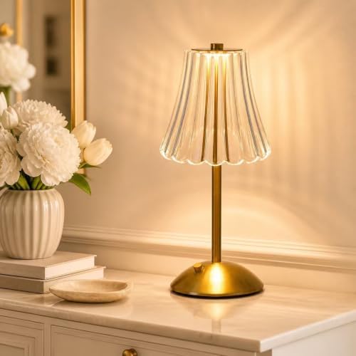 Small Cute Cordless Table Lamp Rechargeable for Kichen Countertop Gold