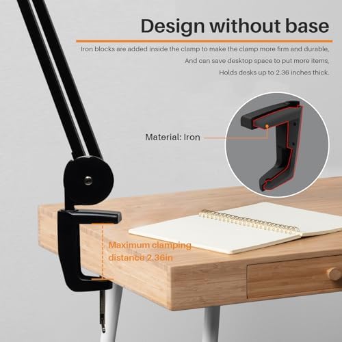 LED Magnifying Lamp with Clamp, 14W 1200LM, 2.25X, Black