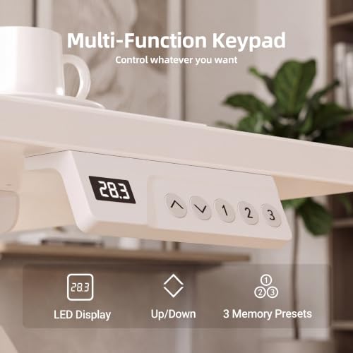 40 x 24 Inch White Electric Standing Desk