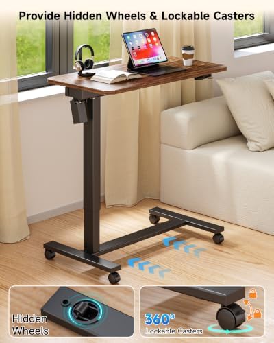 BIZUM Small Electric Standing Desk Bedside Table 31.5 x 15.8 Inch, Walnut