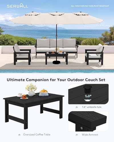 HDPE Outdoor Patio Furniture Set with Coffee Table - Modern