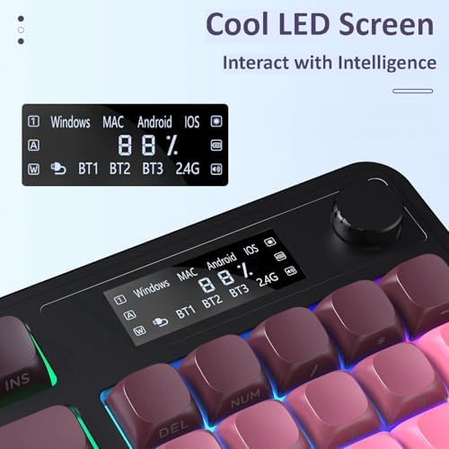 AULA S99 Pro Keyboard, Wireless Keyboards with Media Knob Custom RGB Backlit, 3-Modes BT/2.4G/USB-C Membrane Gaming Creamy Keyboard for Windows/MAC/PC Gamer - Black Pink