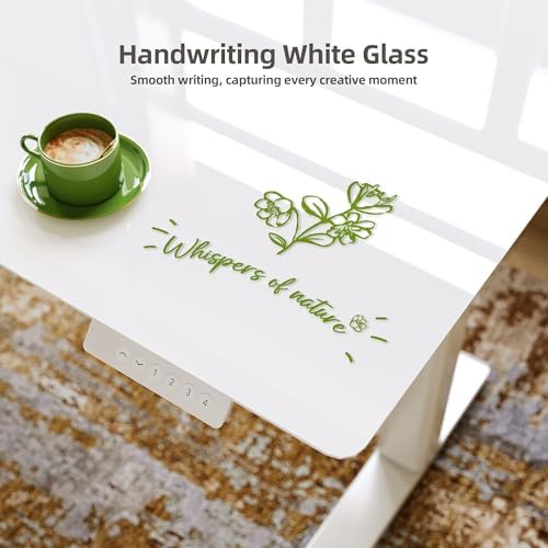 Claiks Glass Standing Desk with Drawers 32x19 Inch Super White