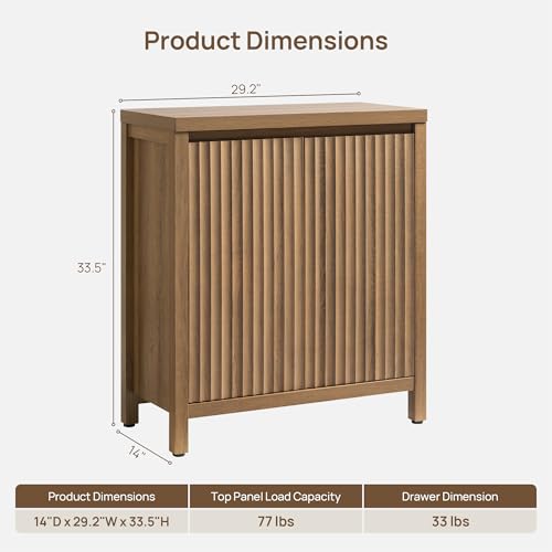 Sideboard Buffet Cabinet with Storage, Fluted Credenza Buffet Table