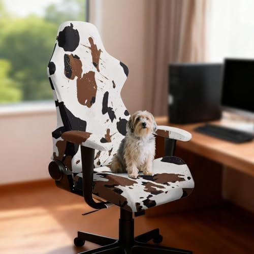 Animal Print Gaming Chair Cover Stretchable Game Chair Slipcovers with 2 Armrest Covers, Scratch-Proof Gamer Desk Chair Covers for Computer Office Seat