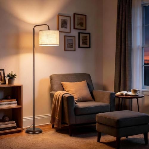 TJOY Floor Lamp,Black Brown Floor Lamp for Living Room with 3 CCT Bulb