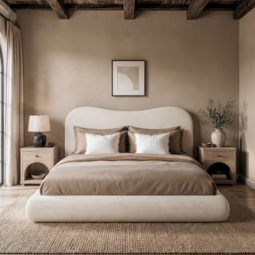 AirFrame Queen Upholstered Bed Frame with Camelback Curved Headboard