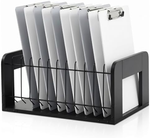 1 Pcs Vertical Clipboard Holder, 12Slot Clipboard Storage Rack, Black