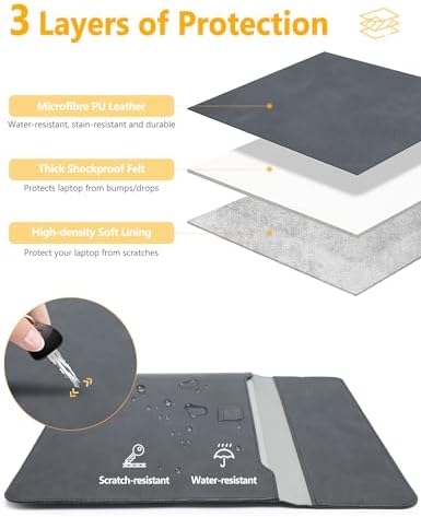 HYZUO 13.3-14 Inch Laptop Case Sleeve with Stand Feature, Graphite