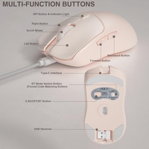AULA SC580X Wireless Gaming Mouse, Tri-Mode Gaming Mice & 12000 DPI