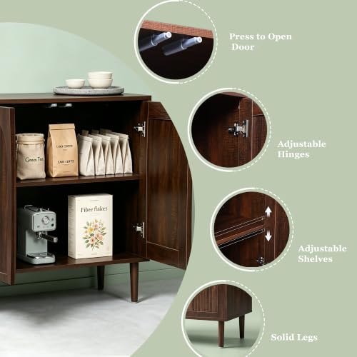31.5” Dark Walnut Sideboard Buffet Cabinet with Storage Set of 3