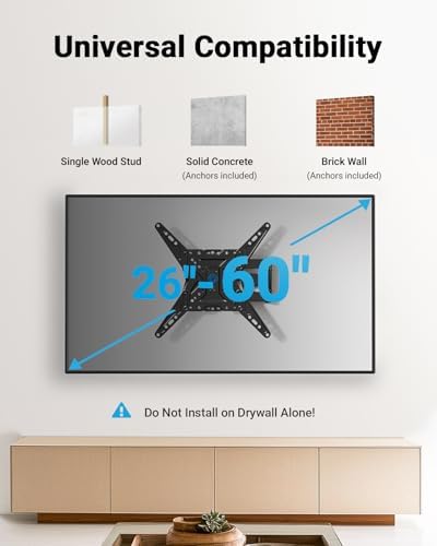 Pipishell Full Motion TV Mount for 26–60 inch TVs up to 77 lbs