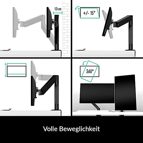 ARCTIC X1-3D - Monitor Arm with Extendable Gas Arm, Support Monitor up to 40" Ultrawide, up to 10 kg/22 lbs, with Cable Management, Adjustable - Black