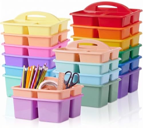 Kathfly 18 Pack Classroom Caddy Organizer with Handle Bulk, Mixed Color 2