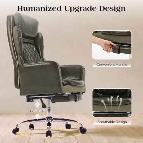 Big and Tall Executive Criss Cross Office Chair with Footrest Flip Armrest