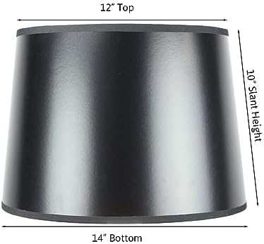 12x14x10 Black Parchment Gold-Lined Drum Lampshade with Brass Spider fitter - Perfect for table and Desk lamps - Medium, Black